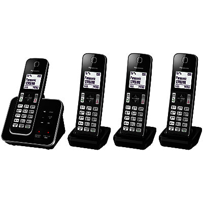 Panasonic KX-TGD324EB Digital Cordless Phone with Nuisance Call Control and Answering Machine, Quad DECT
